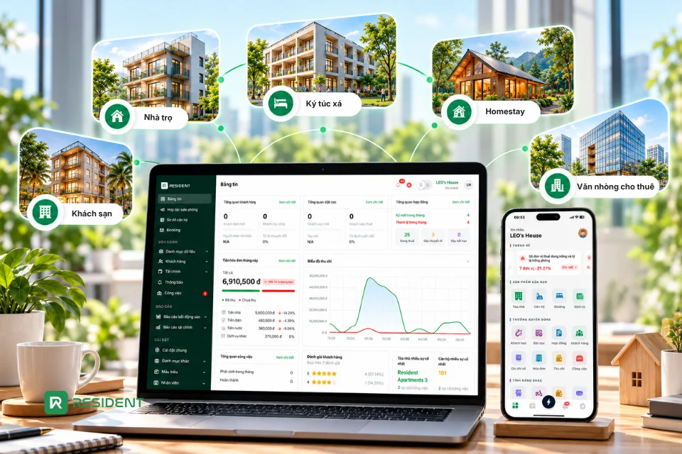 Resident – Giải pháp quản lý đa mô hình bất động sản cho thuê