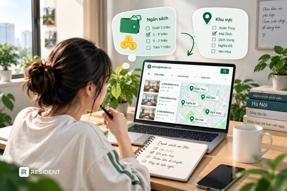 Xác định ngân sách và khu vực trước khi tìm
