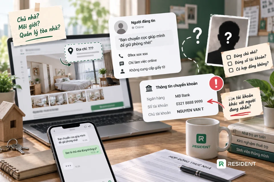 Thông tin người cho thuê và tài khoản nhận tiền không rõ ràng