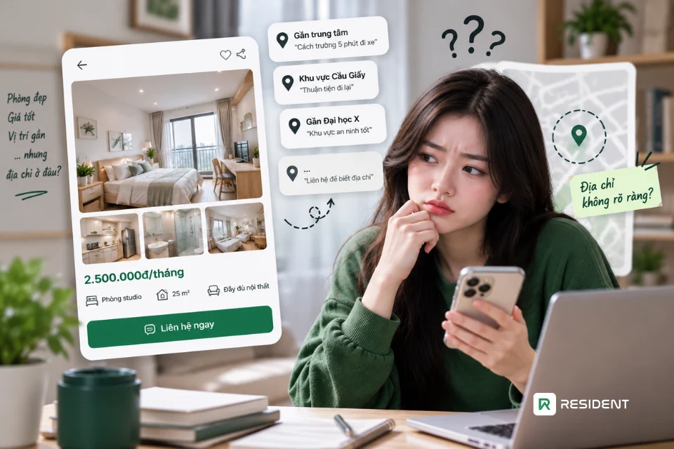 Hình ảnh phòng đẹp nhưng địa chỉ cho thuê mập mờ