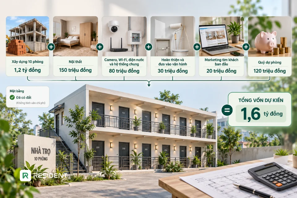 Cách tính vốn kinh doanh nhà trọ