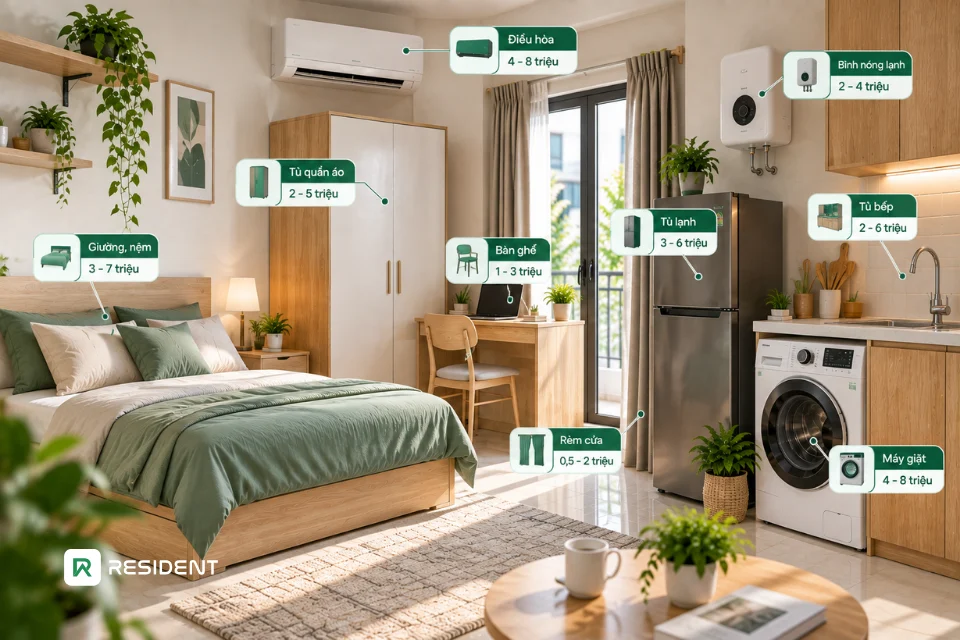 Chi phí nội thất và trang thiết bị