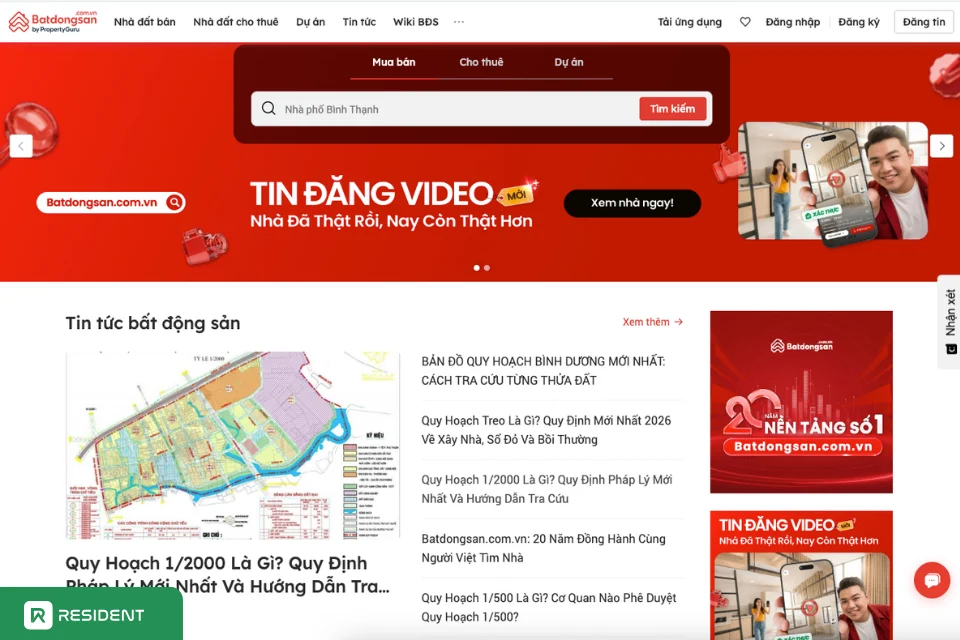 Web tìm phòng trọ Batdongsan.com.vn