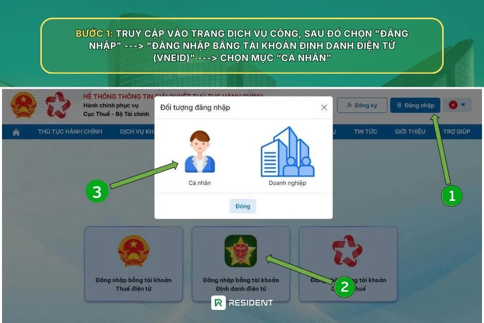 Bước 1: Đăng nhập vào cổng dịch vụ công
