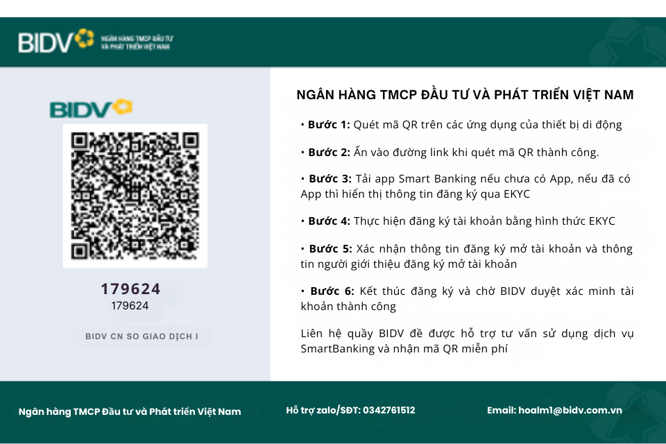 Hướng dẫn mở tài khoản BIDV