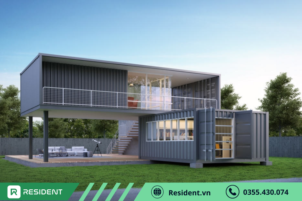 Kiểu nhà container giá rẻ 40 feet đầy đủ tiện nghi