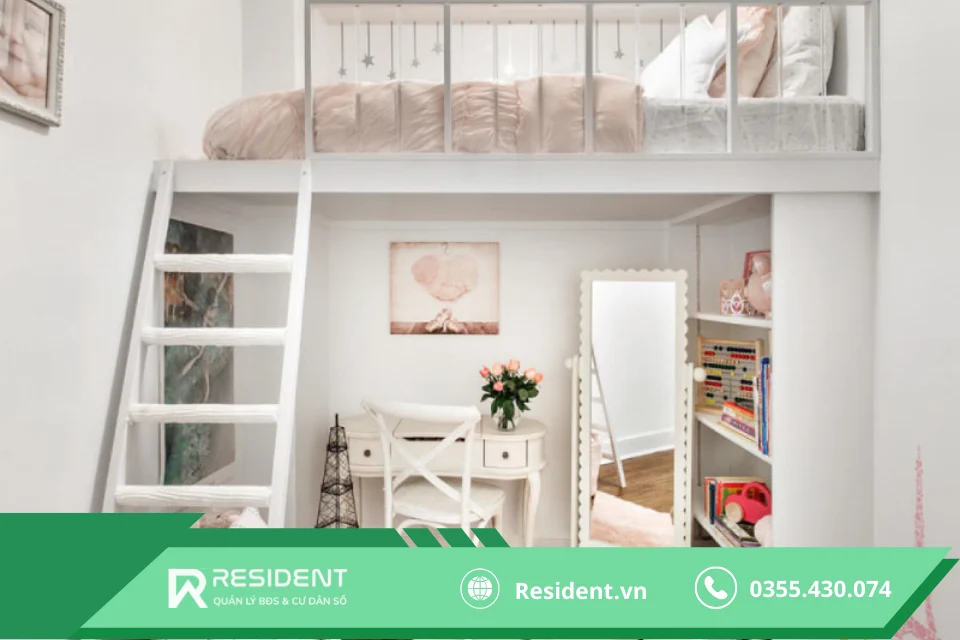 Trang trí phòng trọ có gác lửng dành cho các cô nàng bánh bèo