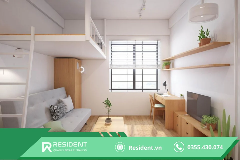 Thiết kế phòng trọ có gác lửng