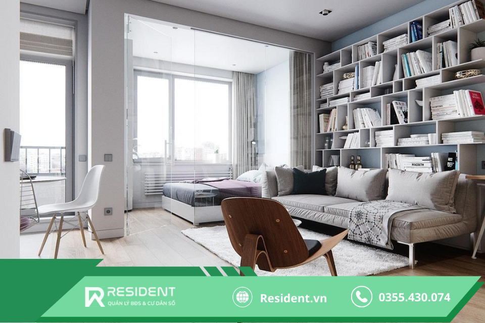 Thiết kế phòng trọ 30m2 với gam màu sáng