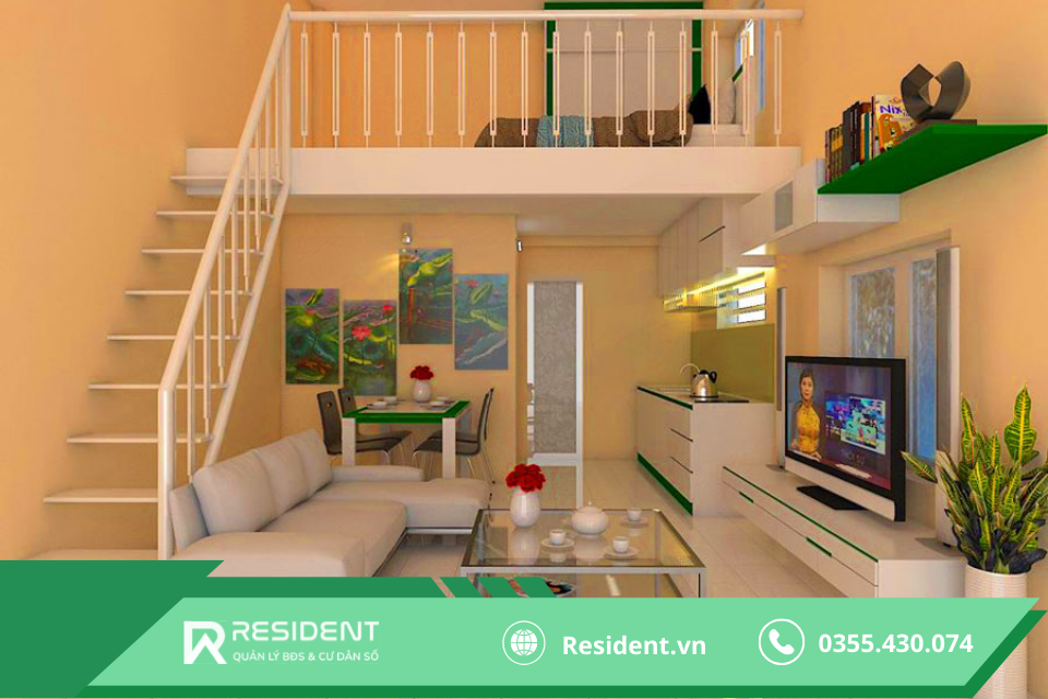 Thiết kế phòng trọ 30m2 có gác lửng đơn giản