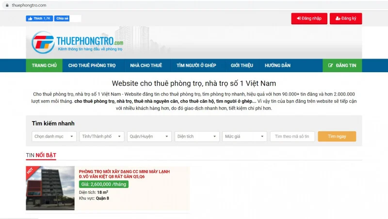 Thuephongtro.com là địa chỉ được nhiều người lựa chọn để giúp họ tìm người ở ghép