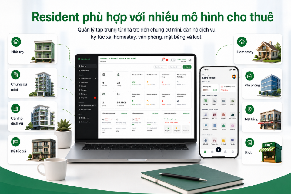 Resident có thể áp dụng cho nhiều mô hình bất động sản cho thuê khác nhau, từ quy mô nhỏ đến hệ thống lớn.