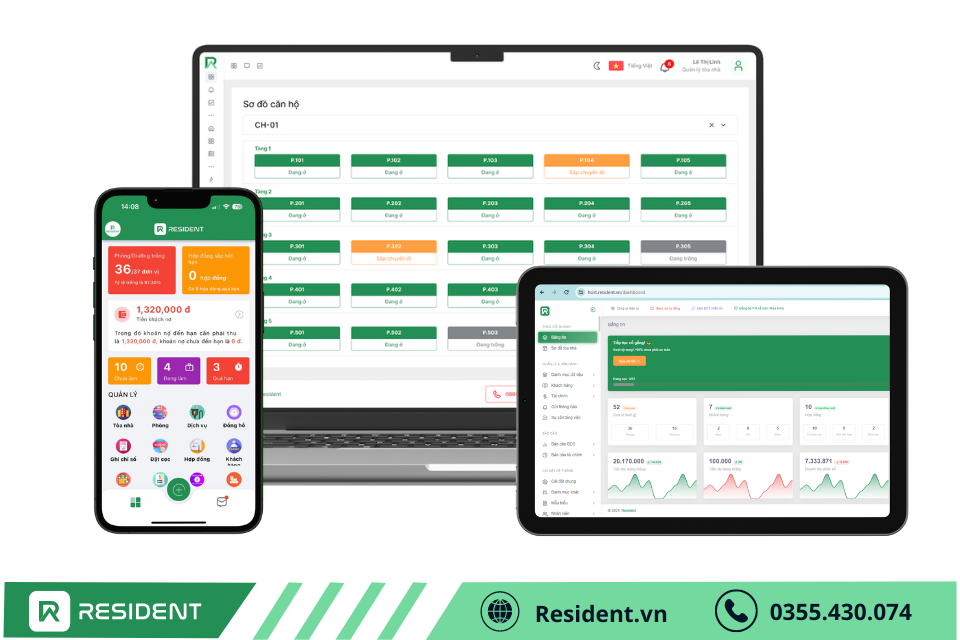 Phần mềm quản lý tòa nhà bất động sản cho thuê Resident
