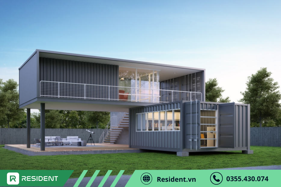 Kiểu nhà container giá rẻ 40 feet đầy đủ tiện nghi 