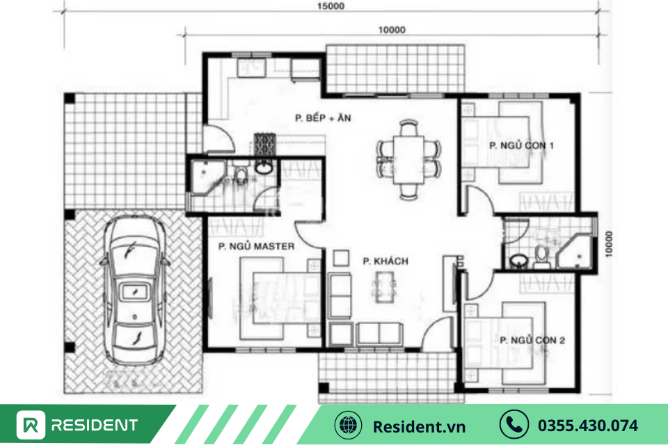 Bản vẽ nhà cấp 4 phong cách Châu Âu