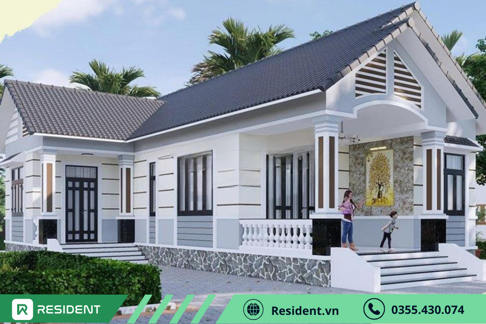 Mẫu nhà 100m2 3 phòng ngủ chữ L