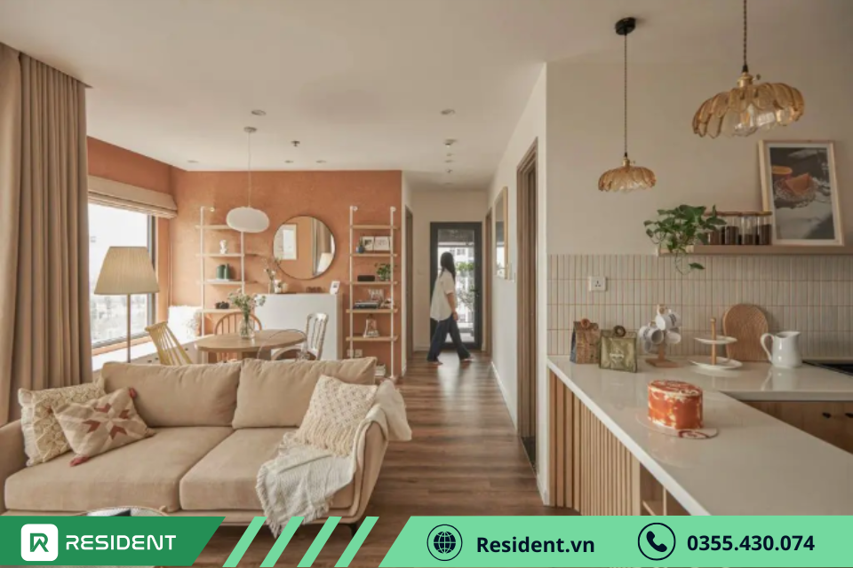 Mẫu thiết kế nội thất căn hộ chung cư mini ấm áp với tông màu trung tính