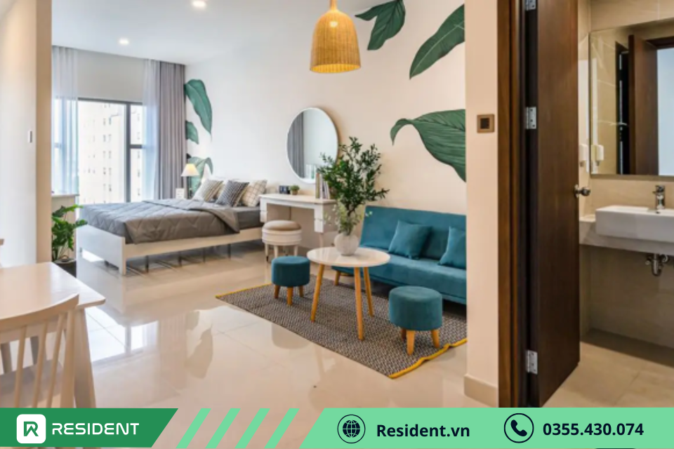 Mẫu thiết kế nội thất chung cư mini 30m2 thoáng đãng, tận dụng ánh sáng tự nhiên