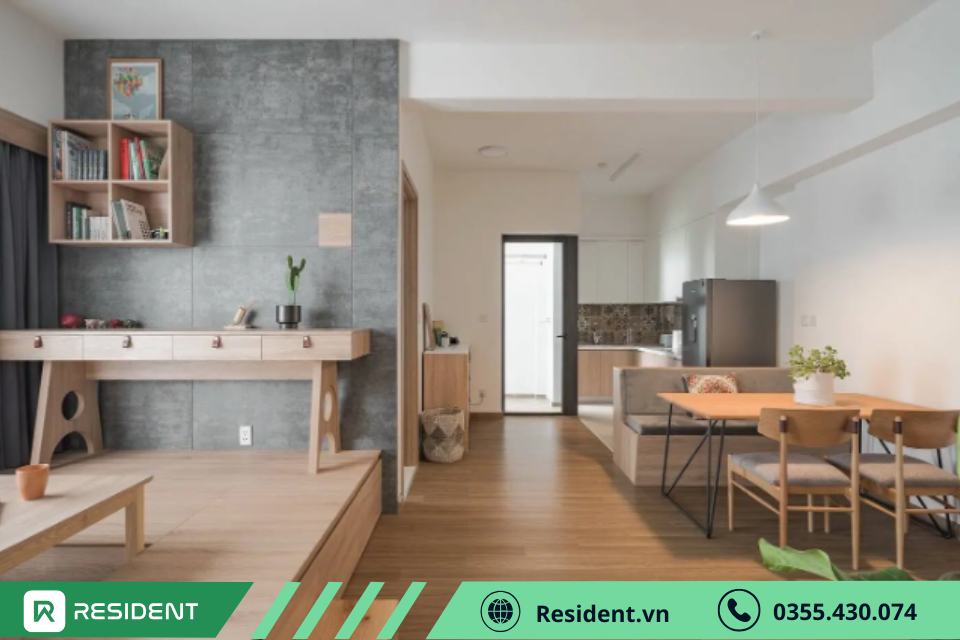 Thiết kế nội thất chung cư mini 40m2 với góc nhỏ đọc sách, uống trà