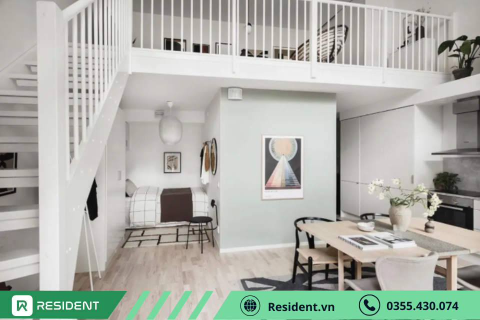 Thiết kế nội thất chung cư mini 30m2 có gác lửng tối ưu diện tích hiệu quả