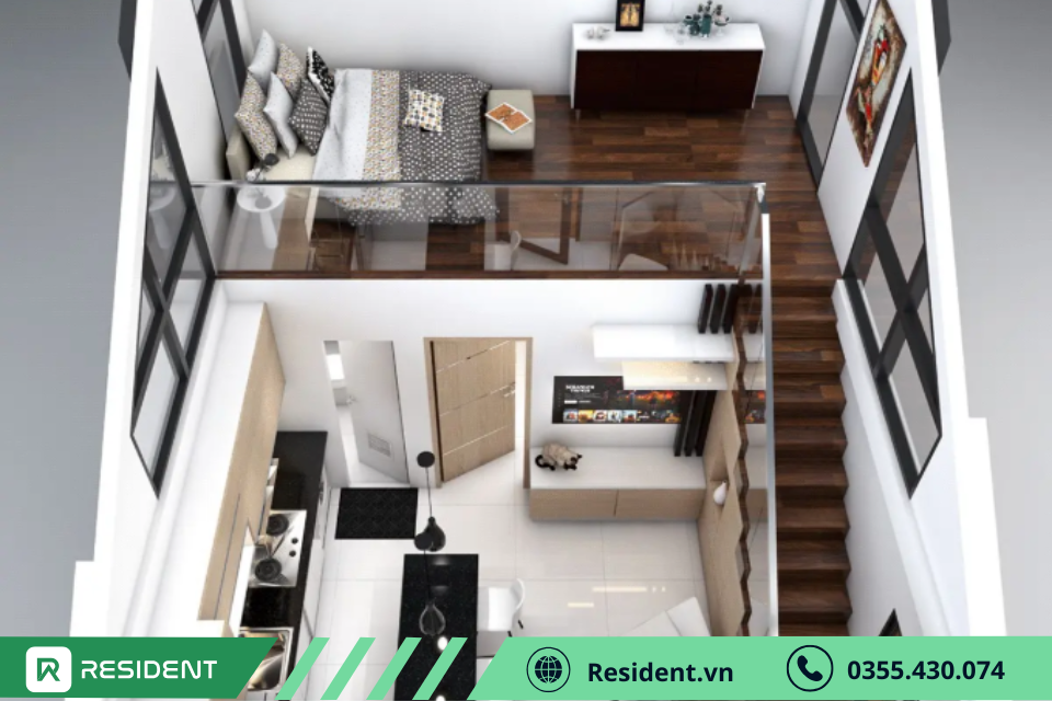 Thiết kế gác lửng giúp bạn phân chia nhiều khu vực chức năng hơn