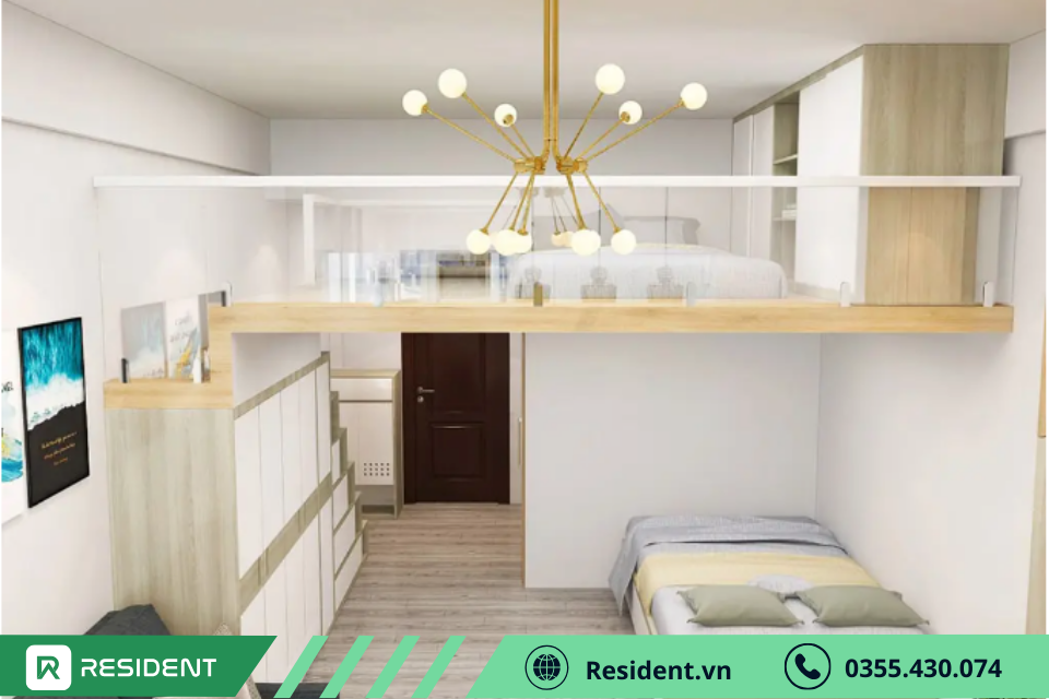 Thiết kế nội thất chung cư mini phong cách tối giản với tông màu sáng chủ đạo