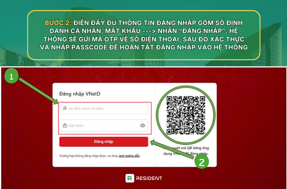 Bước 2: Xác thực thông tin đăng nhập kê khai thuế cho thuê nhà