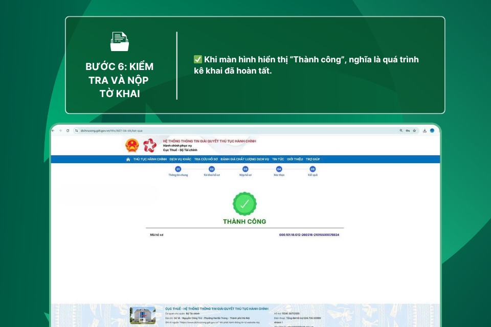 Bước 6: Kiểm tra lại hồ sơ và nộp tờ khai thông báo số tài khoản ngân hàng