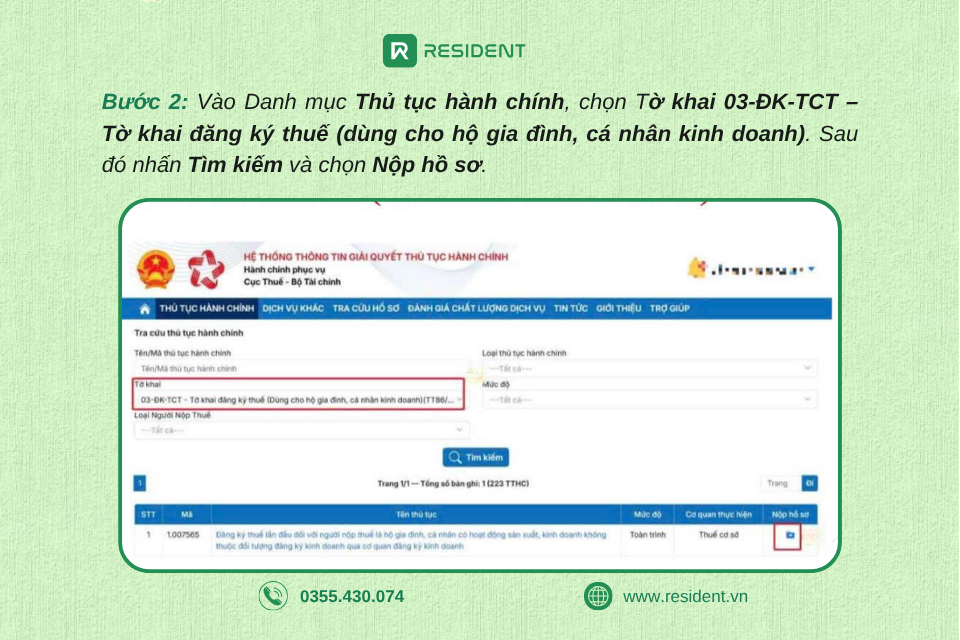 Bước 2: Vào Danh mục Thủ tục hành chính