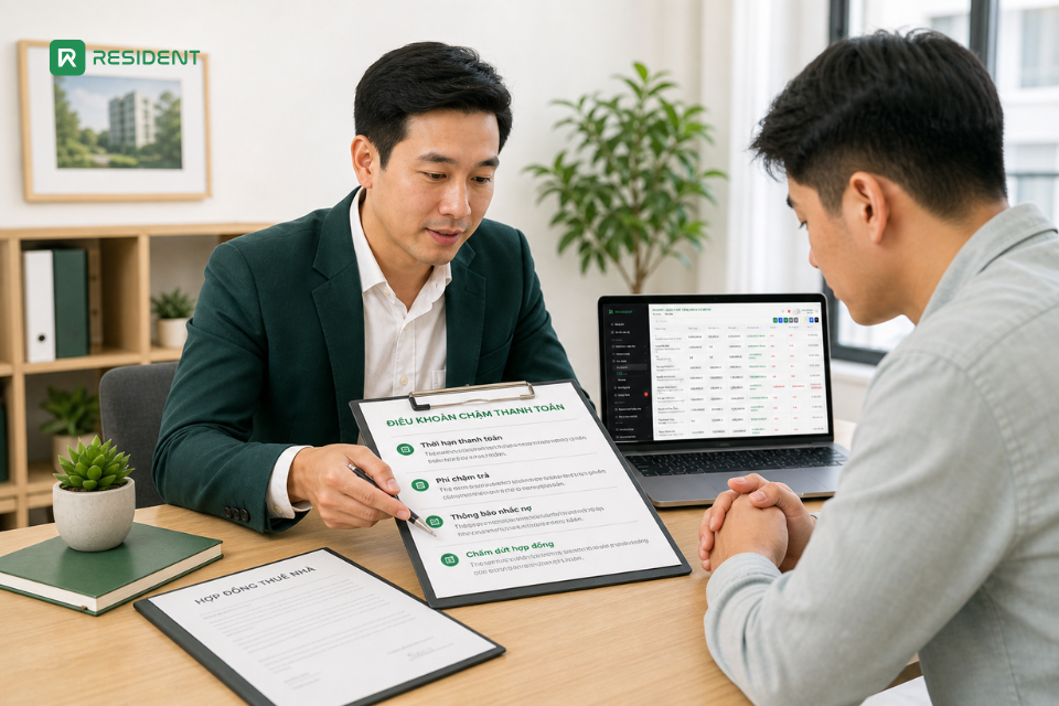 Điều khoản xử lý khi chậm tiền nhà